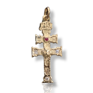 cruz de caravaca oro con circonitas