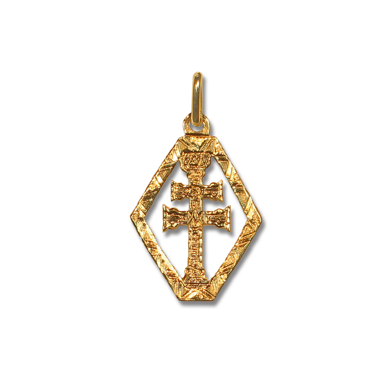 cruz de caravaca en oro rombo