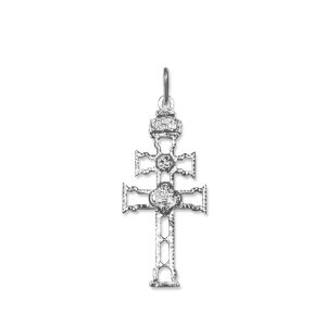 Cruz de Caravaca en plata de ley calada
