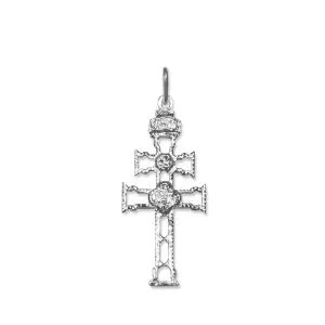 Cruz de Caravaca en plata de ley calada