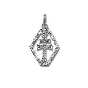 medalla Cruz de Caravaca en plata de ley rombo