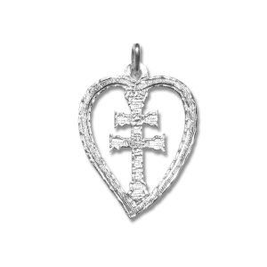 medalla Cruz de Caravaca en plata de ley corazon