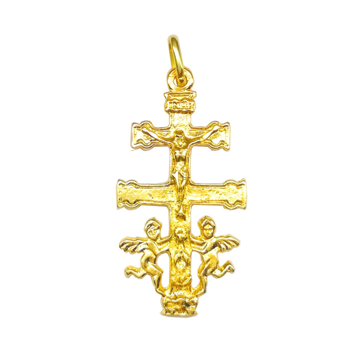 cruz de caravaca en oro angeles