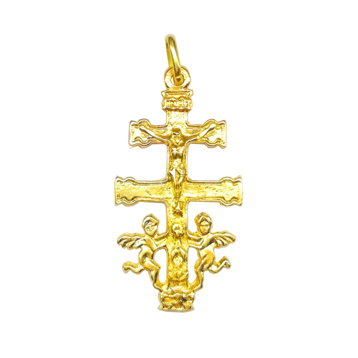 cruz de caravaca en oro angeles