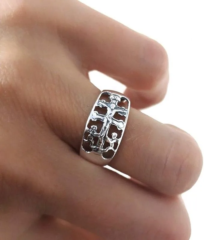 anillo cruz de caravaca plata