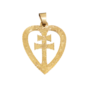 Cruz Caravaca Oro Corazon Grande Especial - Hecha a mano