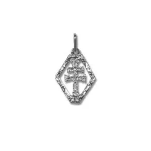 Cruz de Caravaca en plata de ley rombo
