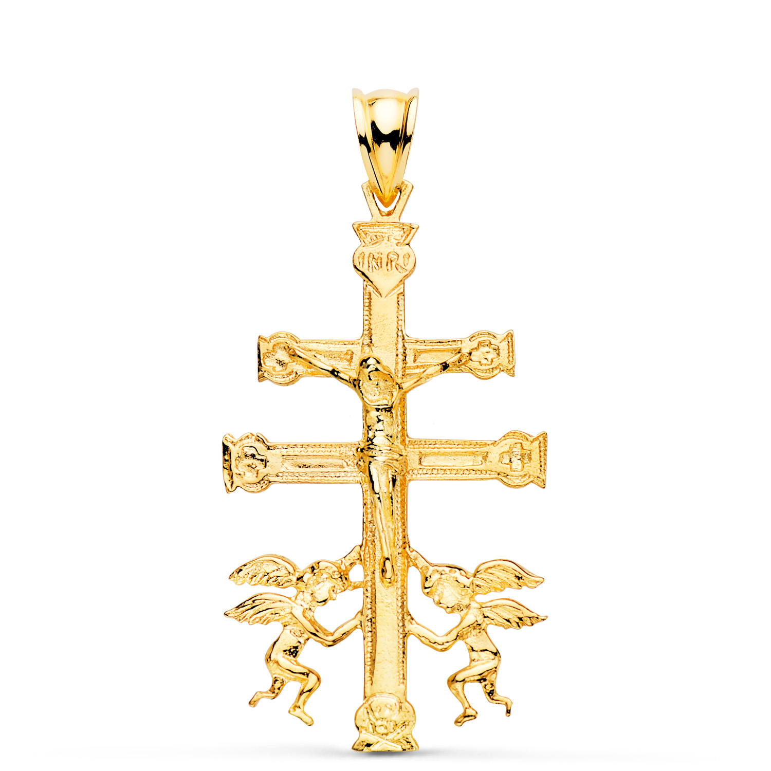 CRUZ DE CARAVACA ORO ANGELES Y CRISTO