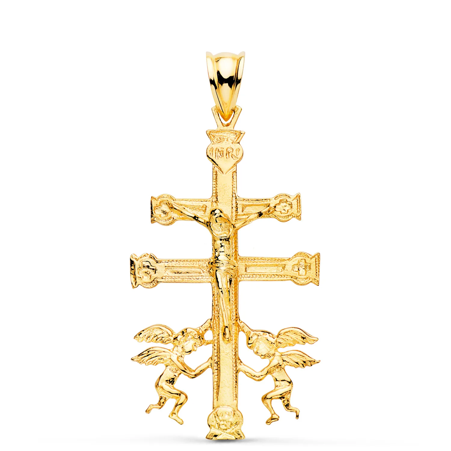 CRUZ DE CARAVACA ORO ANGELES Y CRISTO