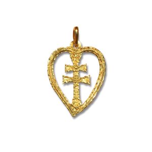 Medalla cruz de Caravaca corazon oro