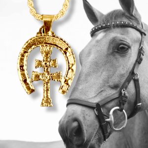 cruz caravaca con herradura oro