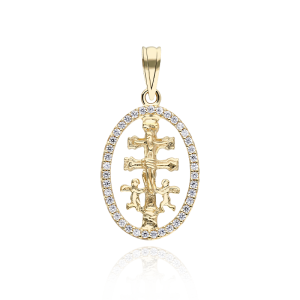 Medalla cruz de Caravaca circonitas angeles