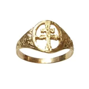 anillo cruz de caravaca oro