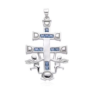 Cruz de Caravaca en plata de ley con los angeles