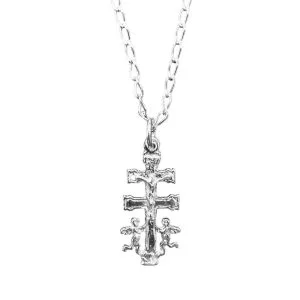 cruz de caravaca plata angeles con cadena